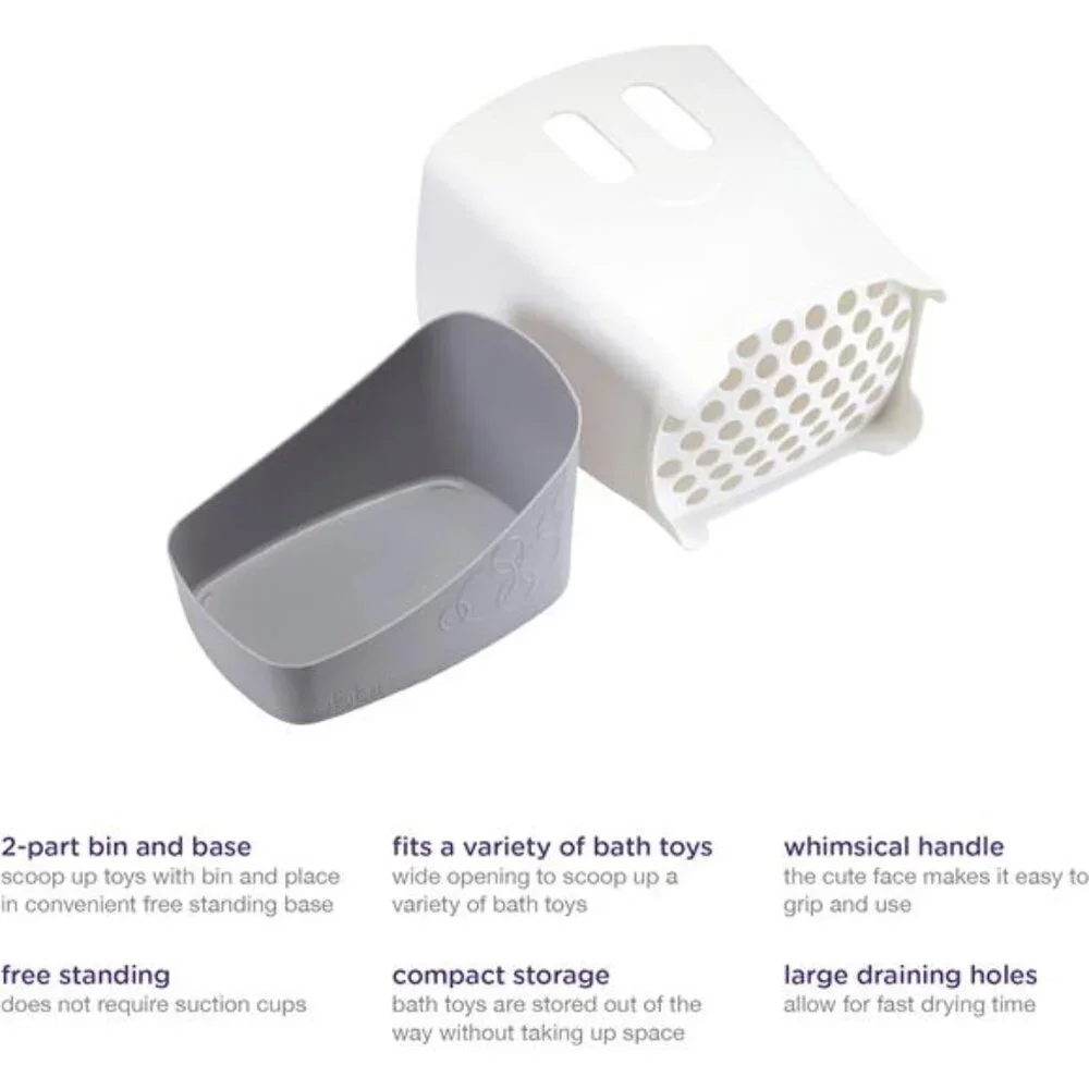 Freestanding Bath Toy Organizer Bath Caddy with Removable Drying Rack Bin